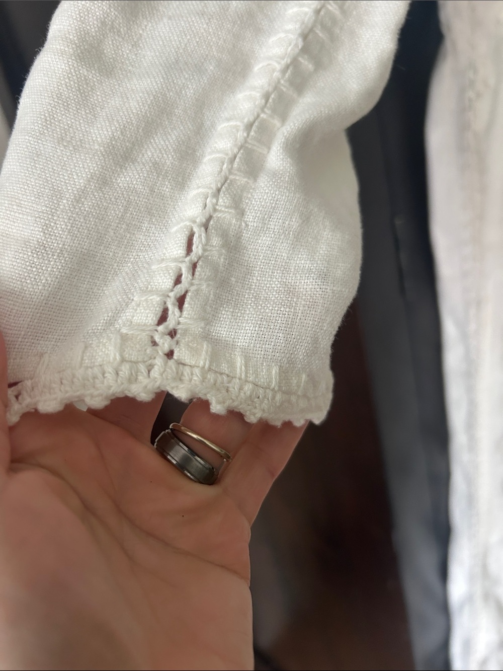 Zara White Linen Open-Front Robe with Drawstring - Picture 3 of 7